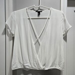 Forever 21 Faux Wrap V-Neck Crisscross Blouse